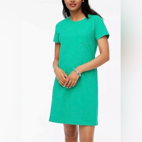 J. Crew Dresses & Skirts - J Crew 100% Cotton T-Shirt Mini Dress Green Size Medium Short Sleeve NWT
